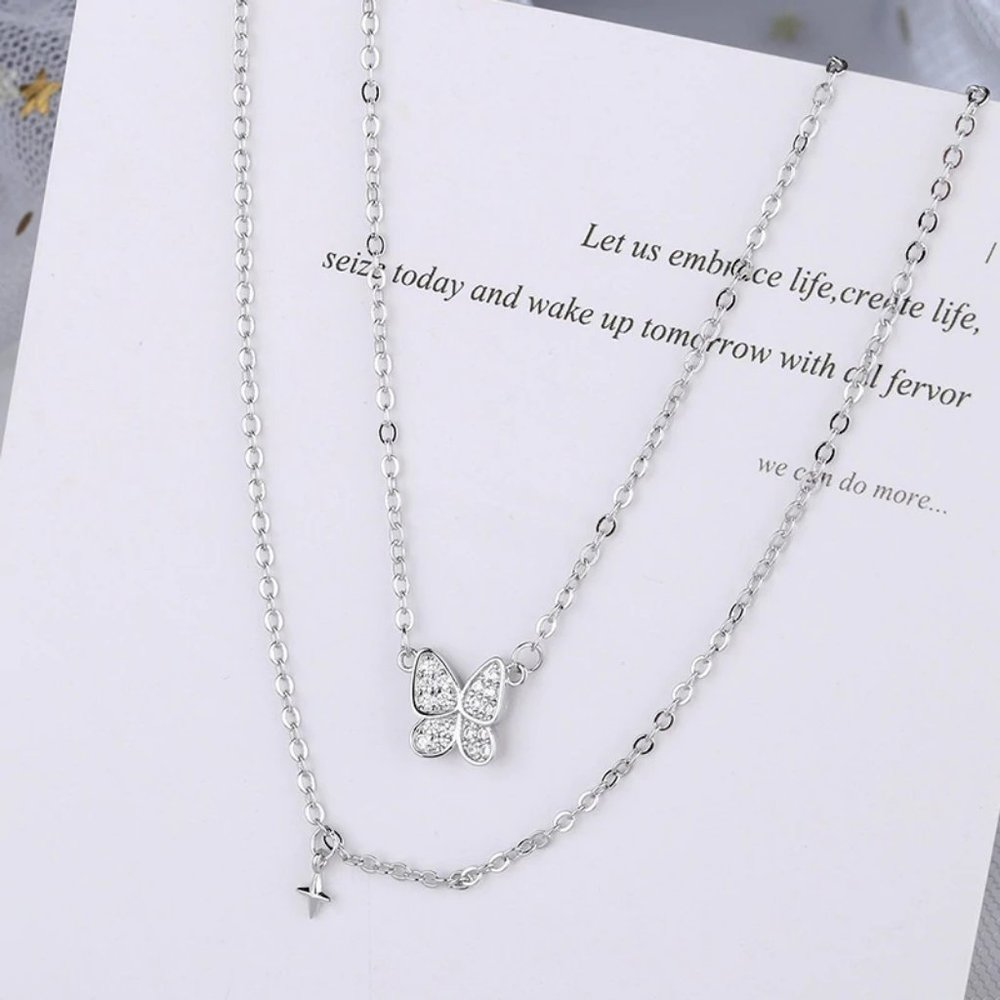 *NEW 925 Sterling Silver Butterfly Cross Necklace - Picture 5 of 6